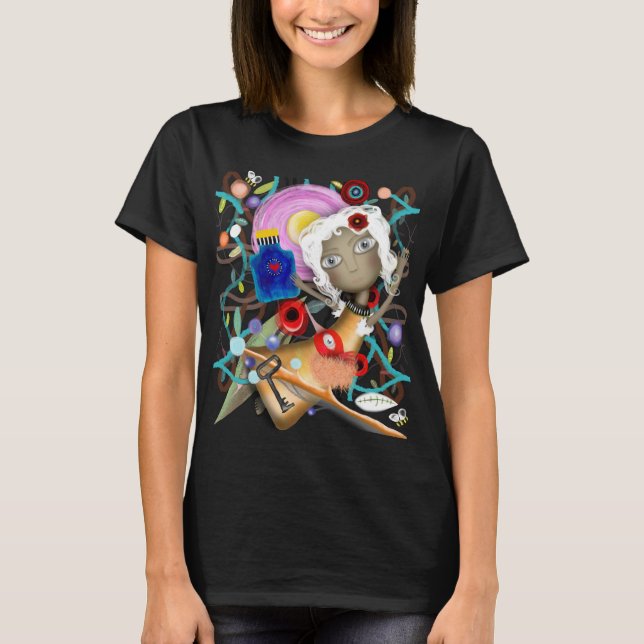 Puppet wonderland leafs botanical bottle key  T-Shirt (Front)