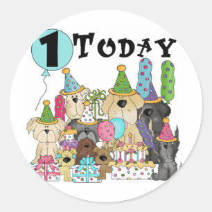 Puppies 1st Birthday Bash Tshirts and Gifts Classic Round Sticker