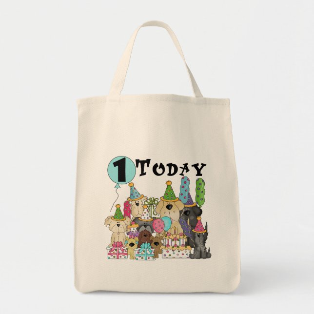Puppies 1st Birthday Bash Tshirts and Gifts Tote Bag (Front)