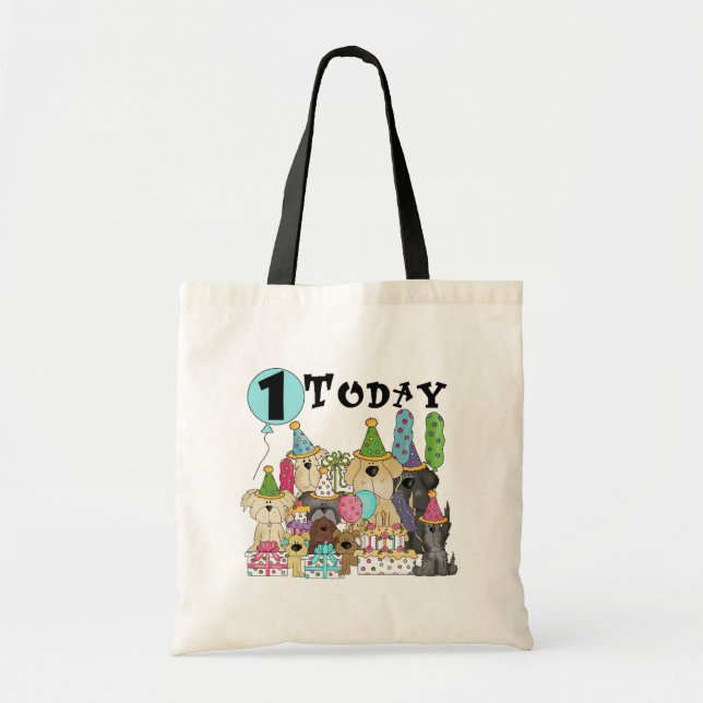 Puppies 1st Birthday Bash Tshirts and Gifts Tote Bag (Front)