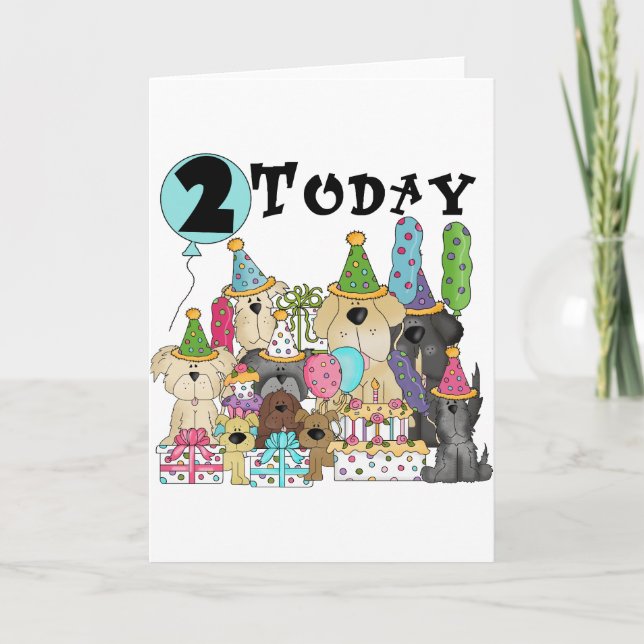 Puppies 2nd Birthday Bash Tshirts and Gifts Card (Front)