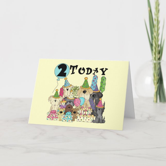 Puppies 2nd Birthday Bash Tshirts and Gifts Card (Front)
