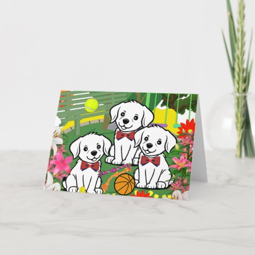 Puppies And Flowers  Invitation