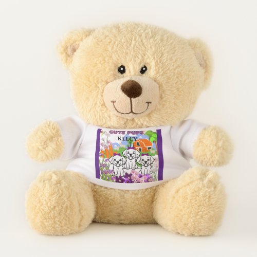 Puppies And Flowers Teddy Bear