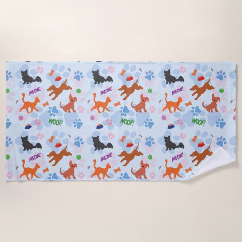 Puppies and Kittens Beach Towel