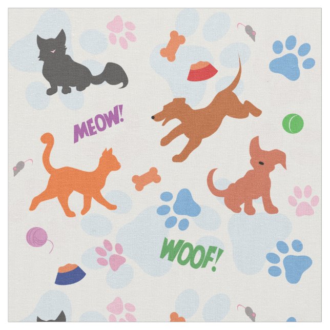 Puppies and Kittens Fabric (Close Up)