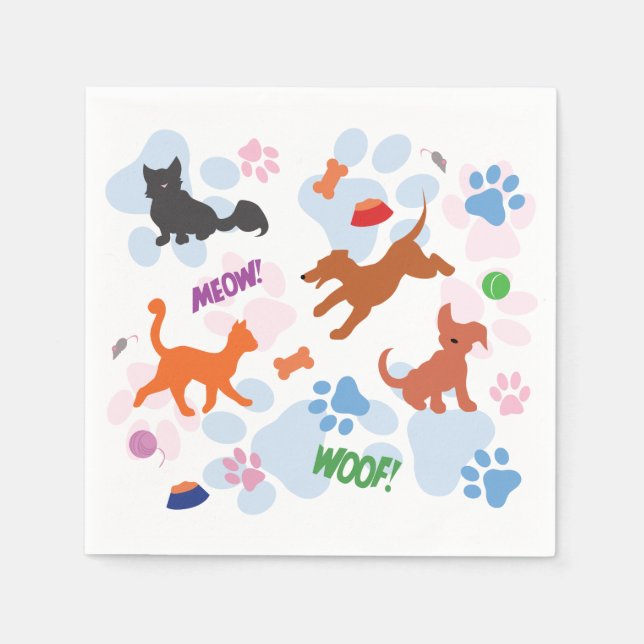 Puppies and Kittens Napkins (Front)