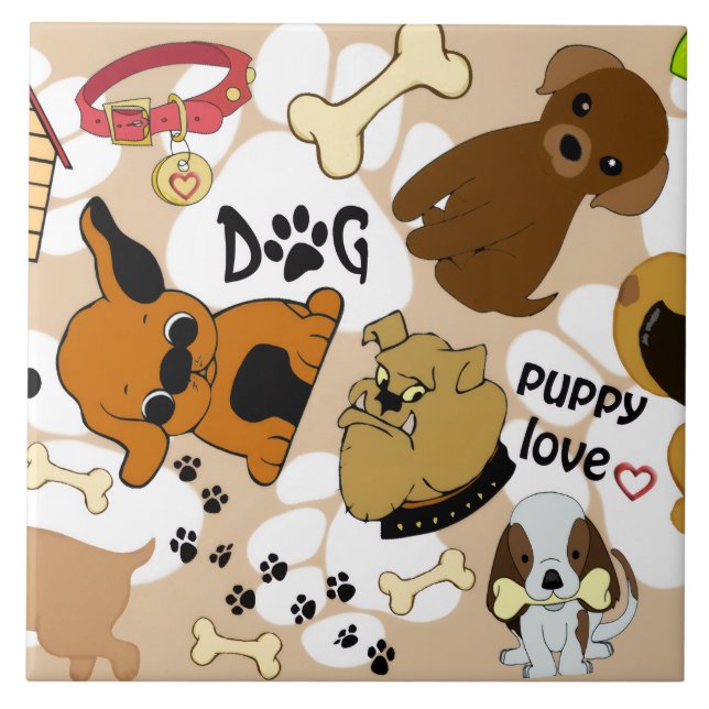 Puppies Ceramic Tile (Front)