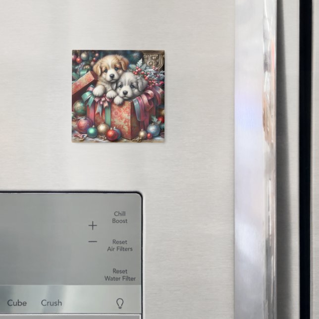 Puppies Christmas Magnet (In Situ (Fridge))