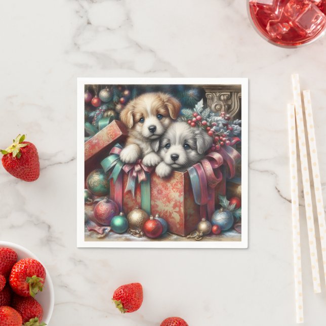 Puppies Christmas Napkins (Insitu)