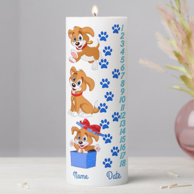 Puppies Countdown Birthday Candle (In Situ)