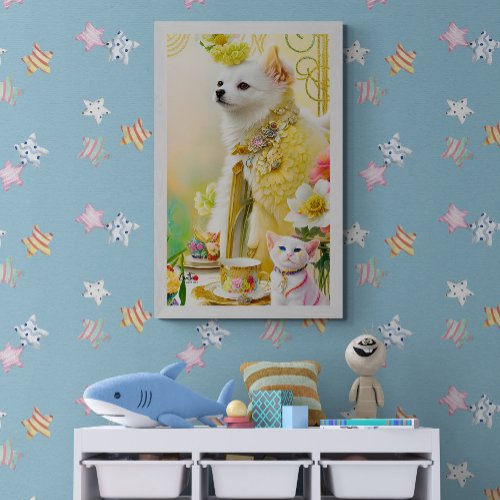 Puppies Dogs Cats Imaginary Art Baby Room Poster