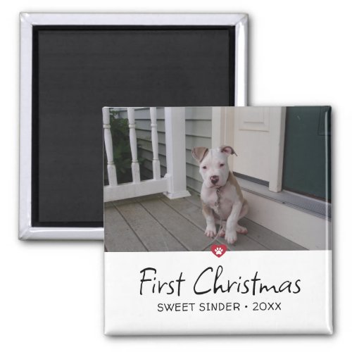 Puppies First Christmas Photo Magnet