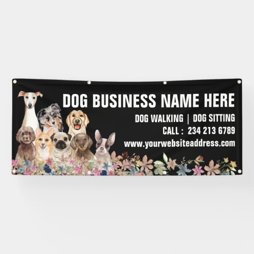 Puppies Floral Botanical Dog Grooming Banner