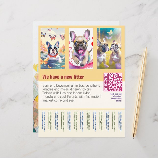 puppies for sale flyer with QR code orange (Front/Back In Situ)