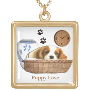 Puppies gold plated necklace
