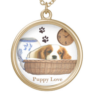 Puppies  gold plated necklace
