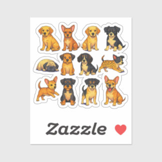 Puppies In Different Poses Sticker