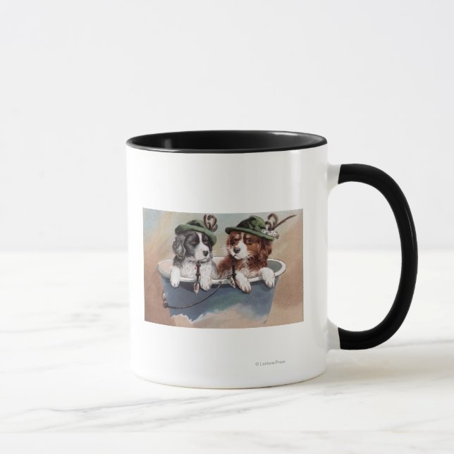 Puppies in Hats with Pipes Mug (Right)