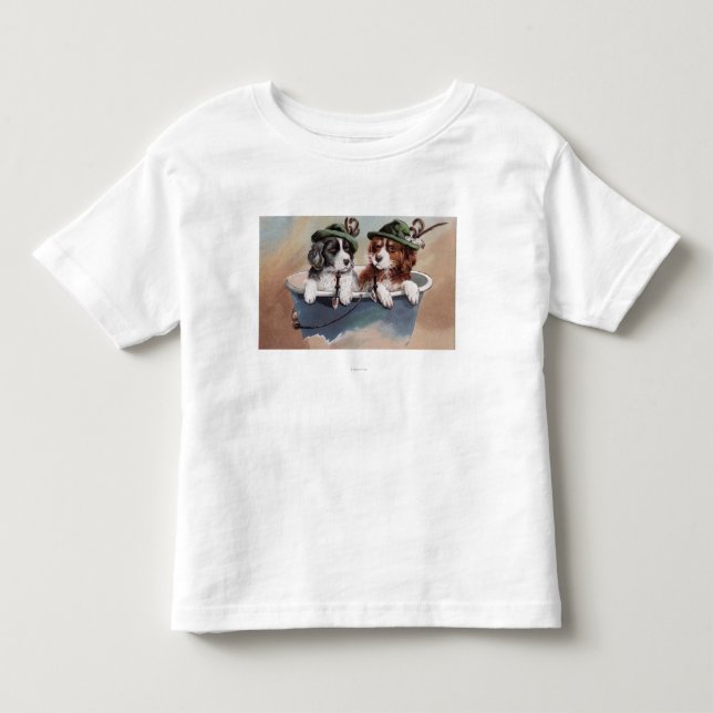 Puppies in Hats with Pipes Toddler T-shirt (Front)