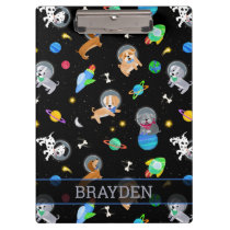 Puppies In Space Watercolor Dog Astronauts Clipboard