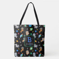 Puppies In Space Watercolor Dog Astronauts Tote Bag
