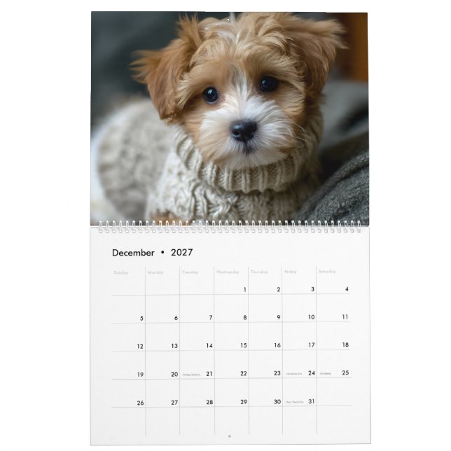 Puppies in Sweaters Calendar (Dec 2027)