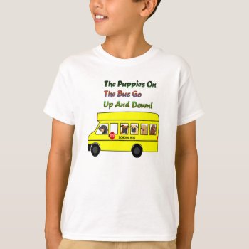 Puppies On School Bus Kids T- Shirt by BarkWithin at Zazzle
