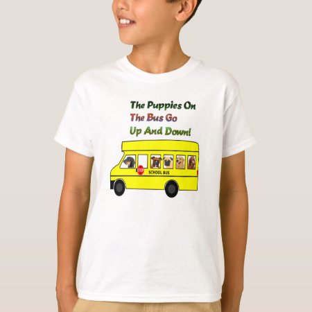 Puppies On School Bus Kids T- Shirt