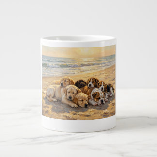 Puppies On The Beach T-shirt Giant Coffee Mug