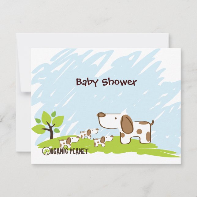 Puppies Organic Planet Baby Shower Invitations (Front)