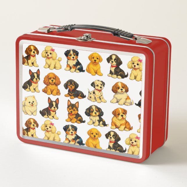Puppies Pattern Metal Lunchbox (Front)