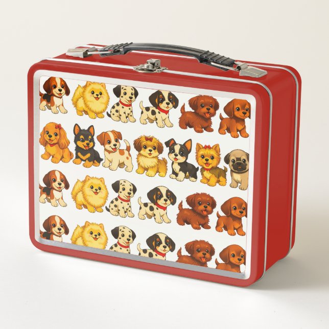 Puppies Pattern Metal Lunchbox (Front)
