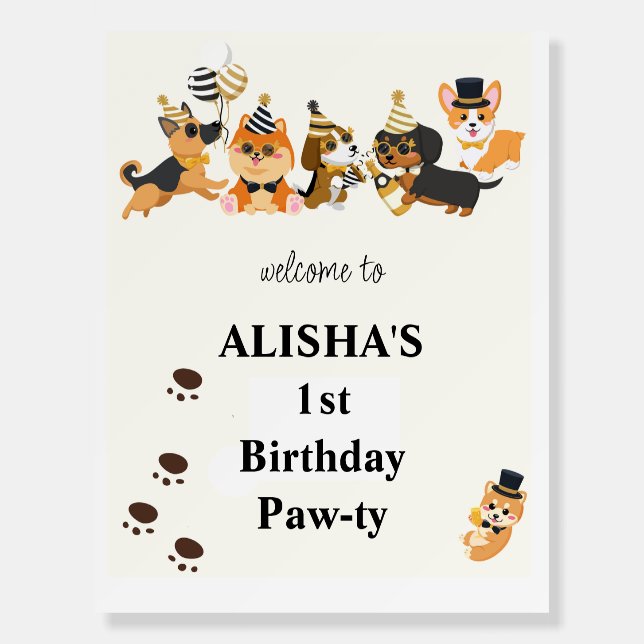 Puppies Pet Dogs Birthday Welcome Foam Board (Front)
