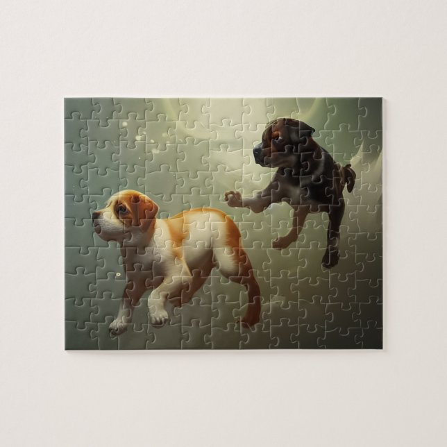 Puppies Running In Space Jigsaw Puzzle (Horizontal)