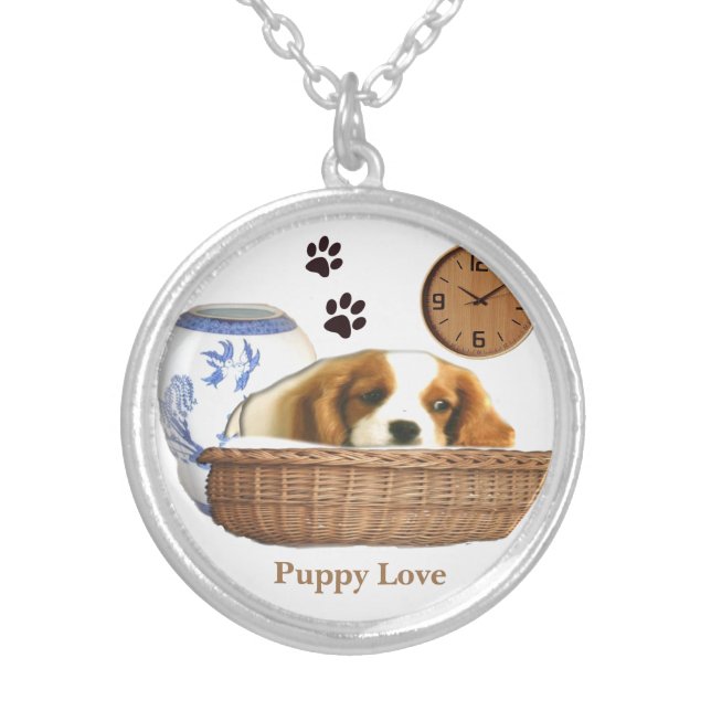 Puppies Silver Plated Necklace (Front)