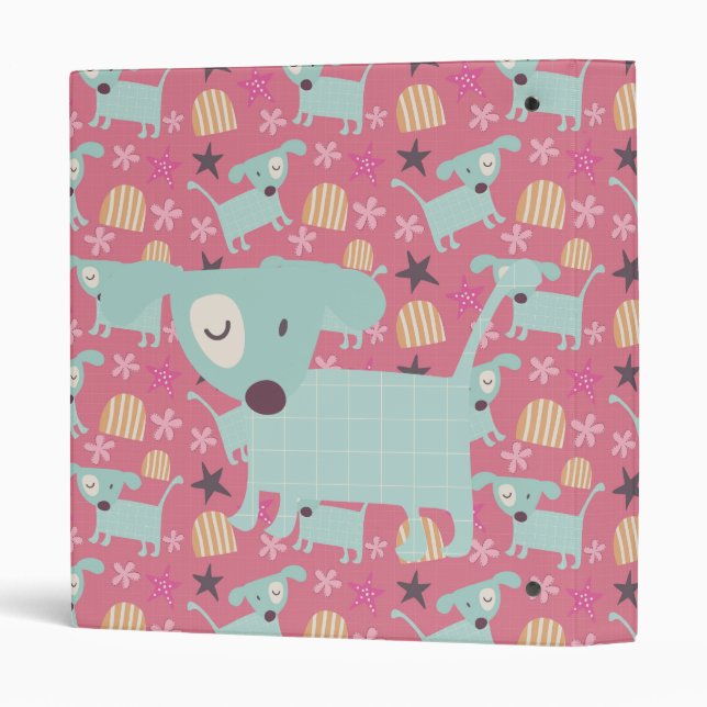 Puppies, Stars, and Flowers 3 Ring Binder (Back/Spine)