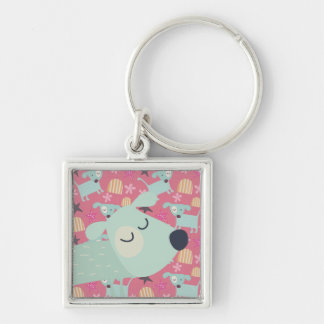 Puppies, Stars, and Flowers Keychain