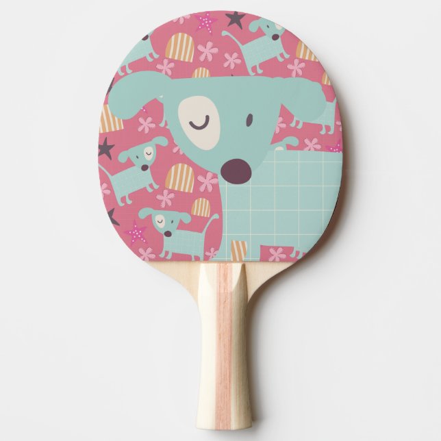 Puppies, Stars, and Flowers Ping-Pong Paddle (Front)
