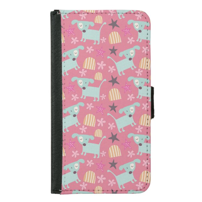 Puppies, Stars, and Flowers Samsung Galaxy Wallet Case (Front)