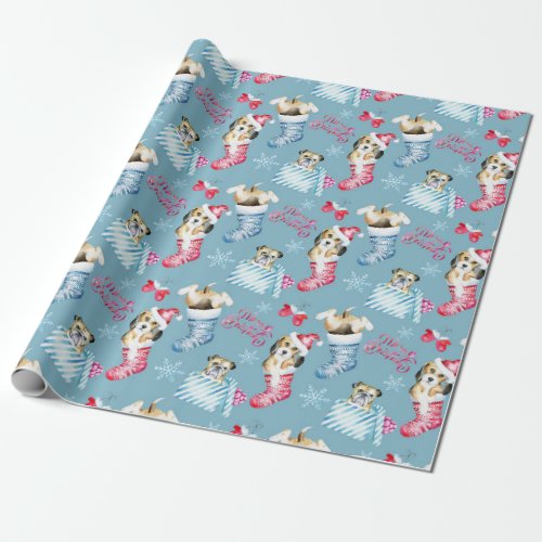 Puppies stockings and gifts _ oh my wrapping paper