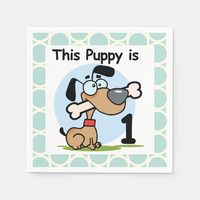 Puppy 1st Birthday Paper Napkins (Front)