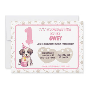 Puppy 1st Birthday Party Invitation