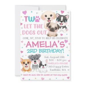 Puppy 2nd Birthday Invitation Two Let the Dogs Out