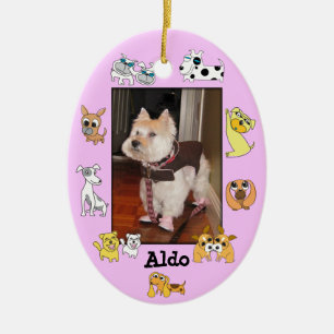 Puppy Add Photo Oval Ornament 18 Dog Cartoon Color