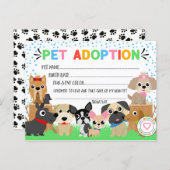 Puppy Adoption Certificate for a Pet Adoption Invitation Postcard (Front/Back)