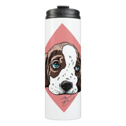 Puppy adorable look with blue eyes 1 thermal tumbler
