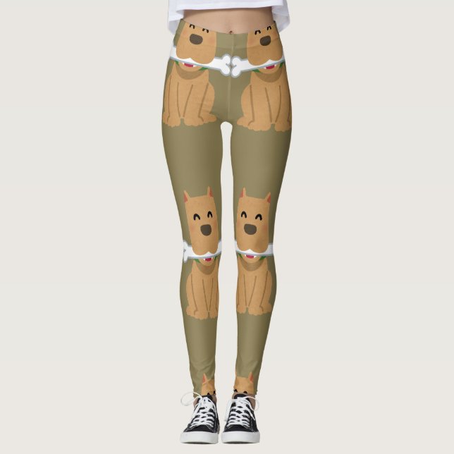 Puppy and Bone Pattern Leggings (Front)