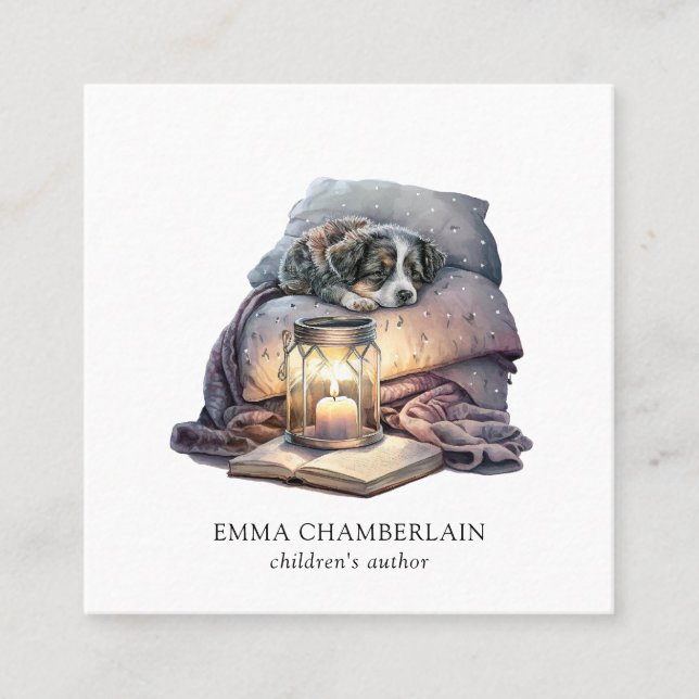 Puppy And Book Children's Author Business Card (Front)