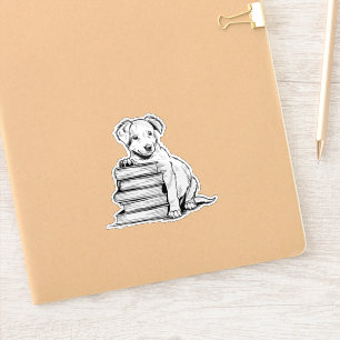 Puppy and Books Sticker